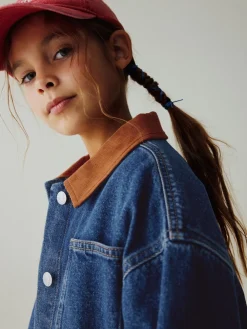 Clearance Next Denim Mid Blue - Veste à col en velours côtelé (3-16ans)