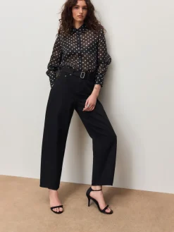 Best Next Denim noir - Jean barrel ceinturé