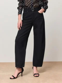 Best Next Denim noir - Jean barrel ceinturé