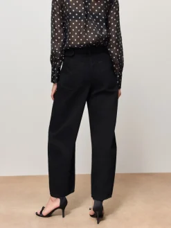 Best Next Denim noir - Jean barrel ceinturé