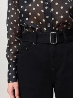 Best Next Denim noir - Jean barrel ceinturé