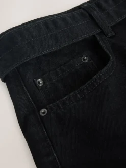 Best Next Denim noir - Jean barrel ceinturé