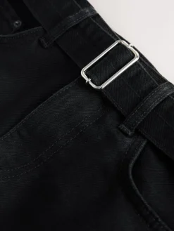 Best Next Denim noir - Jean barrel ceinturé