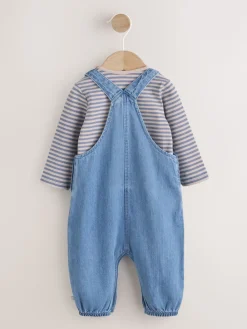 Hot Next Dinosaure bleu - Ensemble salopette et body en jean bébé (0 mois-2 ans)