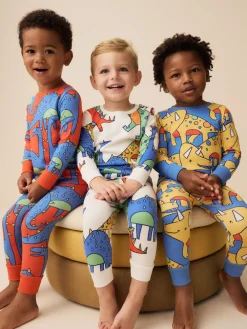 Best Next - Lot de 3 pyjamas Snuggle (9mois-10ans) Dinosaure multi-lumineux