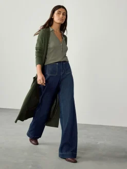 Clearance Next Délavage bleu - N Premium Jean Ample Extensible à poche haute avec poche plaquée