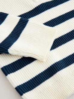 Best Next Ecru/Navy Stripe - Pull tricoté à fermeture éclair (3mths-7yrs)