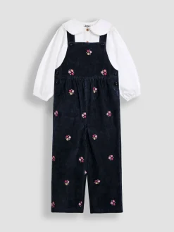 Sale Jojo Maman Bébé Ensemble salopette et chemisier en velours côtelé brodé