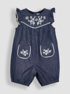 New Jojo Maman Bébé Ensemble salopette et haut en chambray brodé
