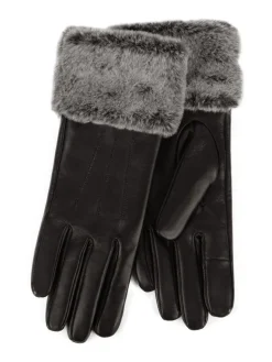 Online Totes Gants Isotoner en cuir pour femme avec poignets en fausse fourrure