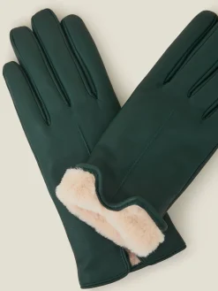 Online Accessorize Gants  en cuir avec doublure en fausse fourrure