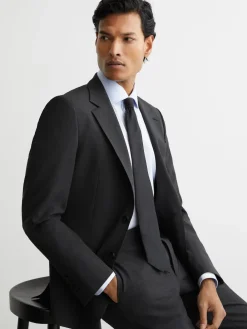 Best Reiss Gris - Blazer de costume Promise à simple boutonnage en laine Blend, coupe habillée