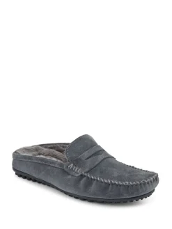 Jones Bootmaker Gris - Chaussons Zap en cuir style mule|Homme Chaussons