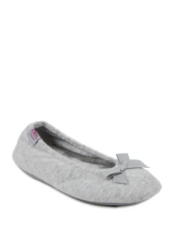 Hot Totes Gris - Isotoner Terry Ballet chaussons à nœud