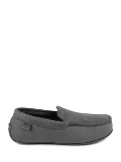Sale Totes Gris - Mens Isotoner Square Patterned Smart Moccasin Slippers