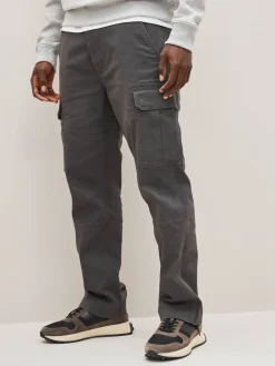 Best Next - Ajustement droit - Pantalon cargo stretch en coton Gris anthracite