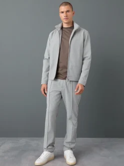 New Next Gris clair - Pantalon élégant à taille élastique avec contenu en laine
