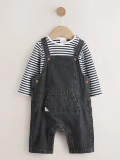 Clearance Next Gris de charbon de bois - Ensemble salopette et body en jean bébé (0 mois-2 ans)