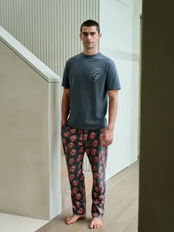 Next Gris/rouge - Ensemble de pyjamas The Rolling Stones à manches courtes|Homme Pyjamas|Vêtements Détente