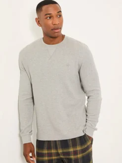 Fat Face Haut de pyjama FatFace gaufré à Col rond|Homme Pyjamas|Vêtements Détente