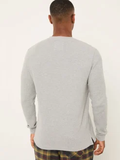 Fat Face Haut de pyjama FatFace gaufré à Col rond|Homme Pyjamas|Vêtements Détente