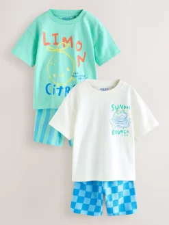 Hot Next Imprimé alimentaire vert/blanc - Ensemble t-shirt et short à manches courtes Lot de 2 (3mois7ans)