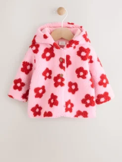 Best Next Imprimé fleuri rose sur l’ensemble - Veste bébé à capuche en peau lainée (0mois2ans)