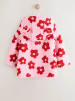 Best Next Imprimé fleuri rose sur l’ensemble - Veste bébé à capuche en peau lainée (0mois2ans)