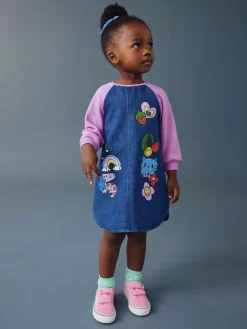 New Next Imprimé multi-couleurs vives - Robe en jean raglan (3 mois-8 ans)