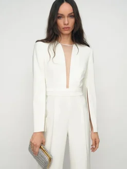 Best Reiss ivoire - Combinaison Evora à décolleté plongeant et manches fendues