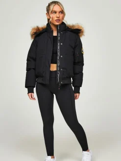 Best Zavetti Canada Jet Black - Veste Olivia Bomber 100% coton pour femme