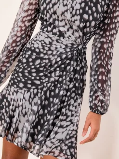 Online Lipsy robe courte tissée à imprimé animal taille froncée