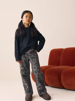 Clearance Next Léopard chocolat - Jeans à jambe large (3-16ans)