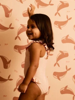 Mori Maillot de bain KIDLY By en seersucker à volants| Maillots De Bain|Maillots De Bain