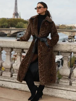 Online Lipsy Manteau long ceinturé en fausse fourrure