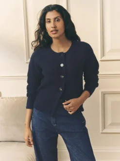 Laura Ashley marine - Cardigan en maille torsadée