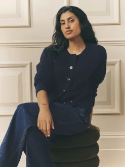 Laura Ashley marine - Cardigan en maille torsadée