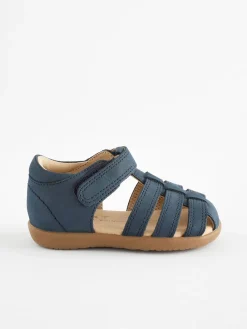 Next marine - Sandales de marche en cuir à fermeture scratch bébé| Premières Chaussures