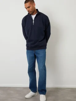 Best Threadbare marine - Sweat-shirt décontracté à demi-fermeture éclair