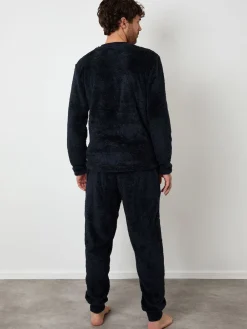 Threadbare marine - Ensemble de vêtements d'intérieur bicolore Borg|Homme Vêtements Détente