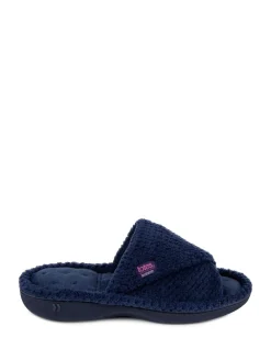 Totes marine - Ladies Isotoner Popcorn Turnover Open Toe Slippers