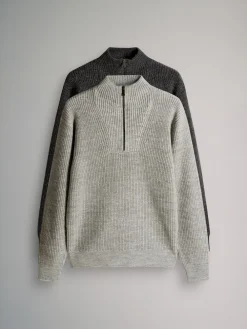 Clearance The Set Marl gris - lot de 2 Pulls à encolure zippée
