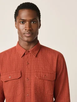 Outlet Next Marron - Chemise Coupe classique texturée à manches longues gaufrée