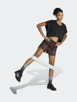 adidas Marron - Short tissé Workout Essentials à motif léopard|Femme Shorts