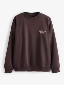 New Threadbare Marron - Sweat-shirt décontracté à imprimé graphique et col rond