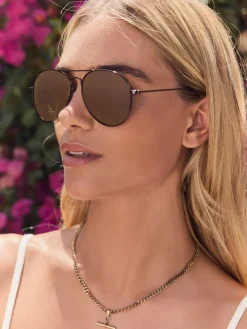 Best Next Marron chocolat - Lunettes de soleil aviateur classiques