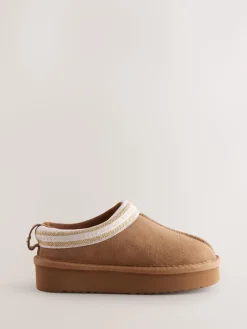 Baker by Ted Baker Marron fauve - Chaussons mules en daim déperlant pour fille| Tous Les Vêtements De Nuit|Chaussons