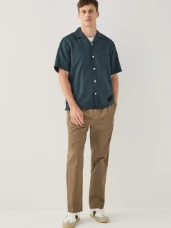 Online Next Marron fauve - Pantalons chinos extensibles plissés simples