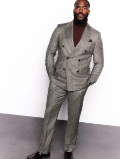 Best Next Marron taupe - Veste de costume à chevrons Marzotto 100% laine italienne à double boutonnage