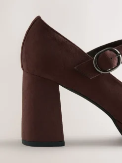 Best Next Microfibre marron chocolat - Chaussures Forever Comfort® Brogue Mary Jane à talons carrés